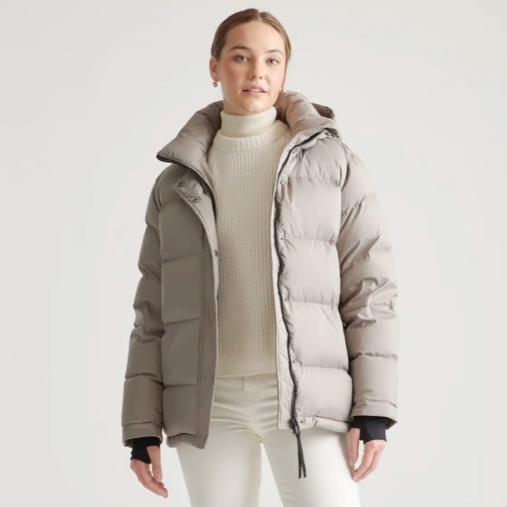 Quince Responsible Down Puffer Jacket in Stone Taupe